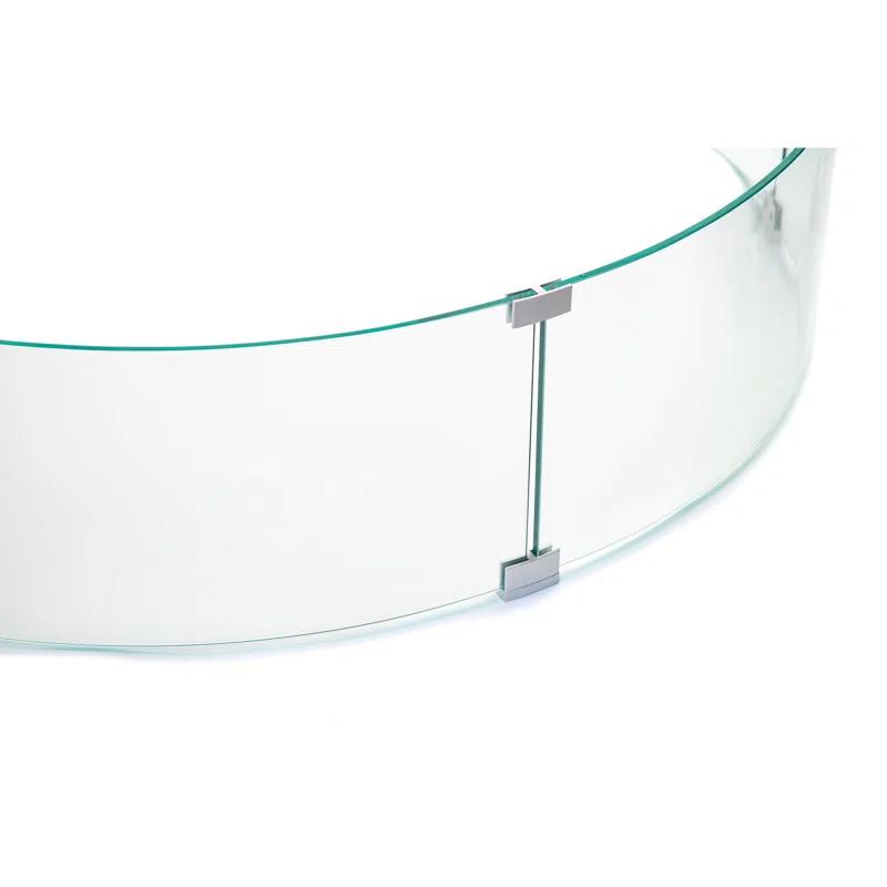 AMS Fireplace AMS Fire Pit Table Round Glass Wind Guard - Fire Flame Guard