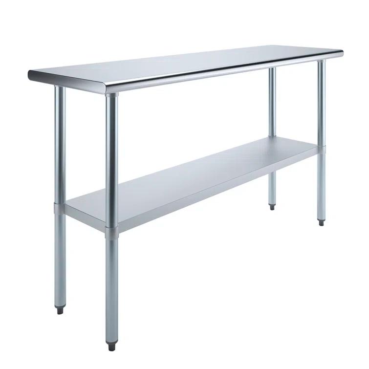 Amgood Stainless Steel Work Table with Undershelf. Metal Prep Table. NSF - Certified