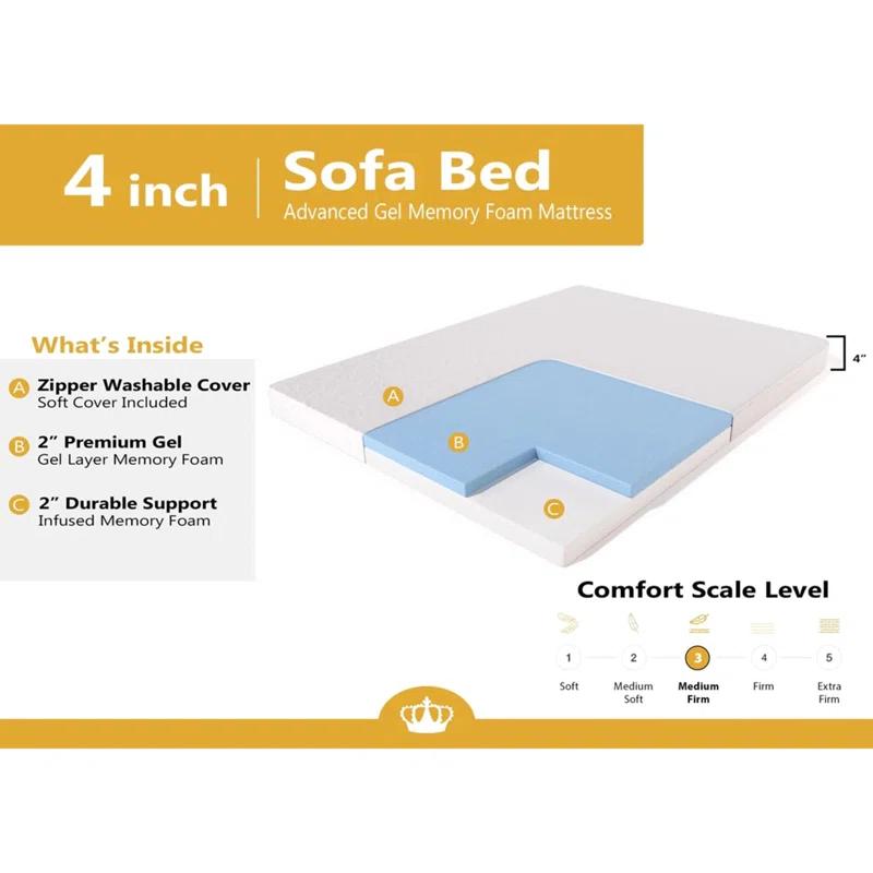 Dynasty Mattress Dynasty Mattress Memory Foam Mattress for Pull Out Sofa (Sofa Not Included)