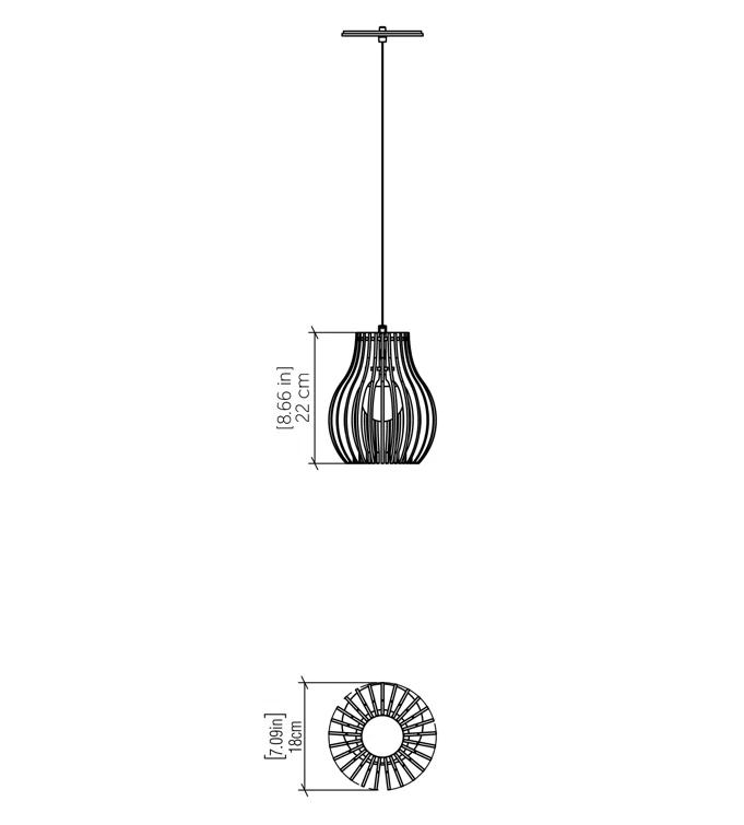 Accord Lighting Stecche Di Legno 1 - Light Single Pendant