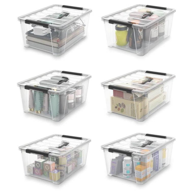Rebrilliant Clear Storage Latch Bins, 6-Pack Storage Organizer Box With Handle And Lids, 5-Litre