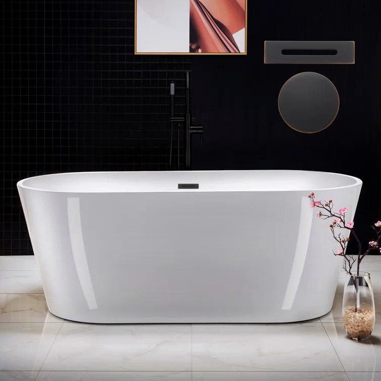 67" x 32" Freestanding Soaking Acrylic Bathtub