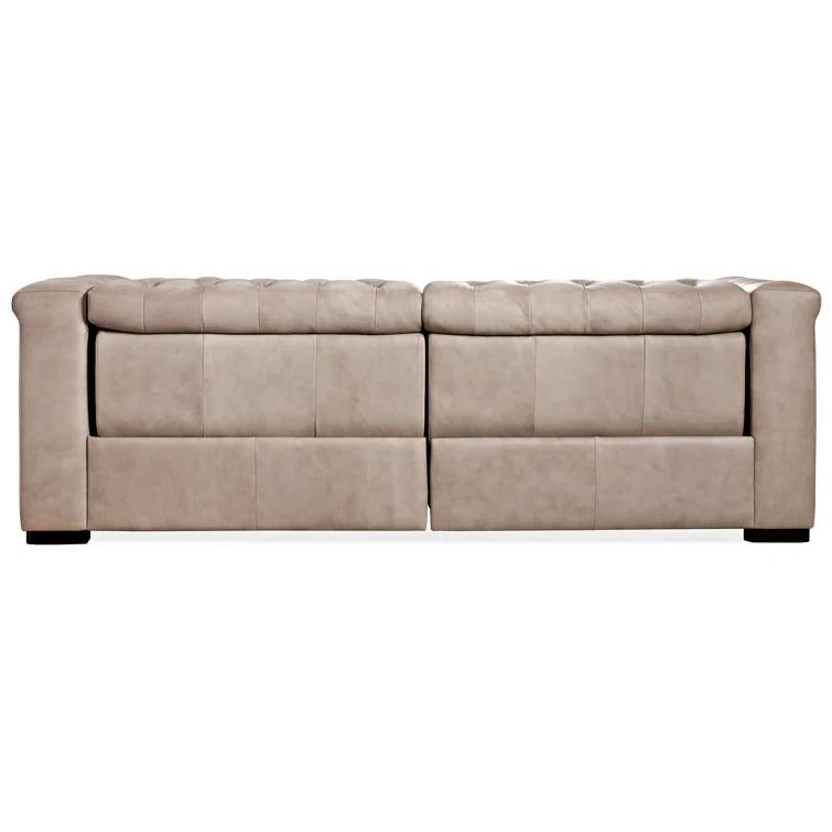 Giovanni Taupe Leather Tufted Reclining Sectional Sofa