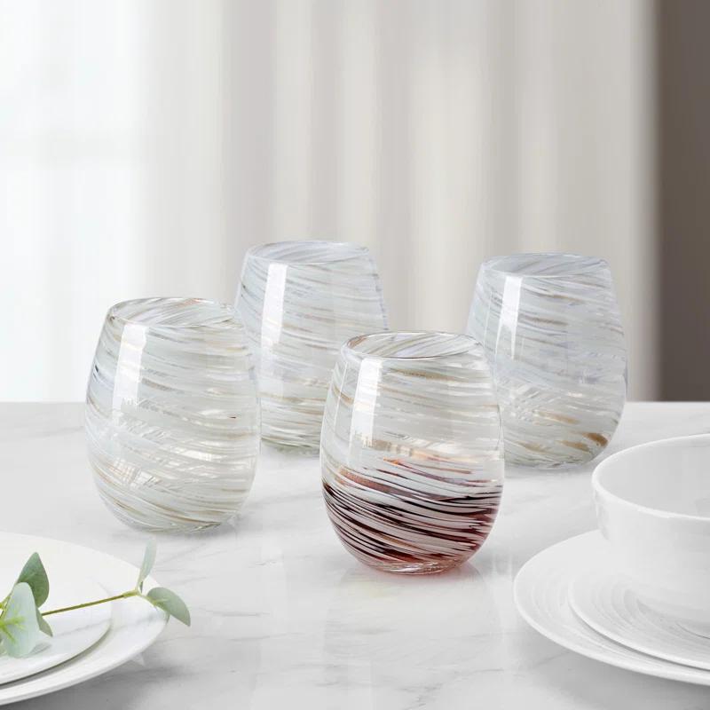 Mikasa Color Swirl 16 oz. Stemless Wine Glasses (Set of 4)