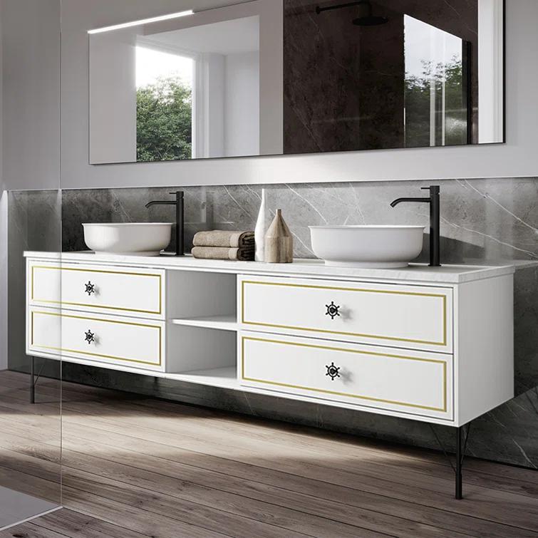 AMANI Eleen 96 In. W X 23 In. D X 22 In. H Bath Vanity Cabinet Without Top