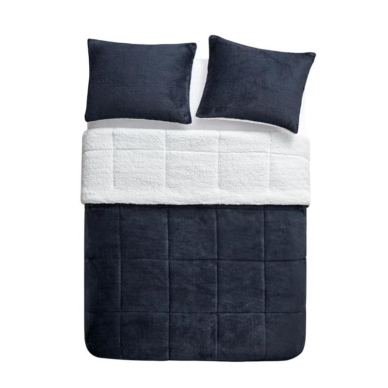Ultra Plush Reversible Faux Fur and Sherpa 3-Piece Comforter Set
