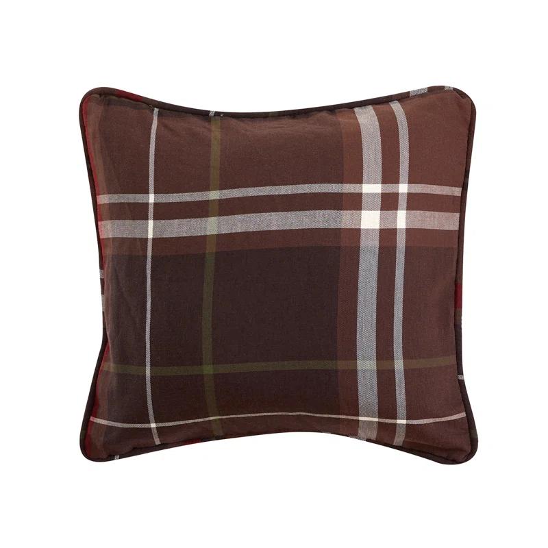 Paseo Road by HiEnd Accents Jackson Brown Red Lodge Modern Rustic Plaid Decorative Throw Pillow 18x18 inch