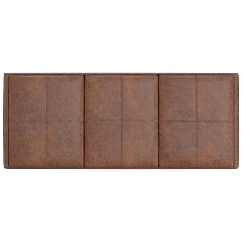 Simpli Home Avalon 42"W Upholstered Storage Ottoman with 3 Flip-Over Serving Trays