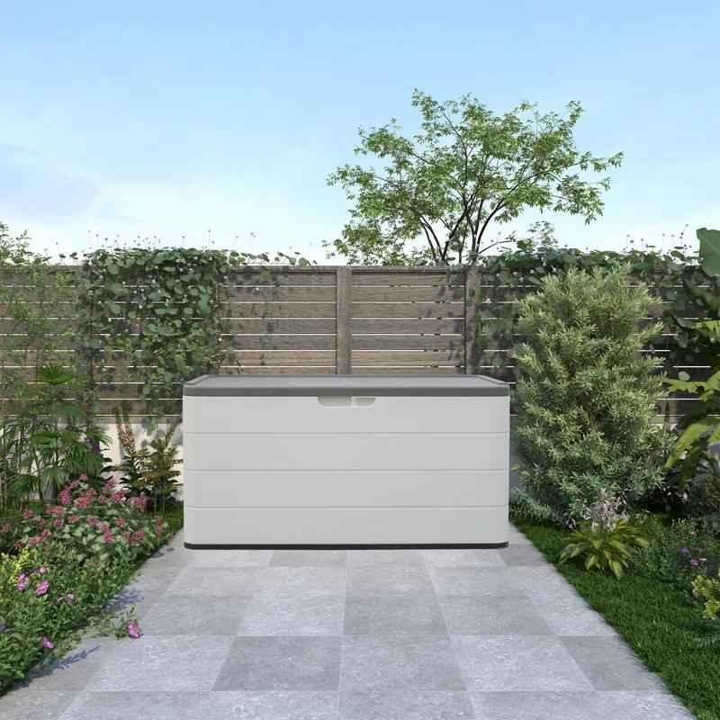 clihome 110 Gallons Gallon Water Resistant Resin Deck Box with Lock in White & Reviews | Wayfair