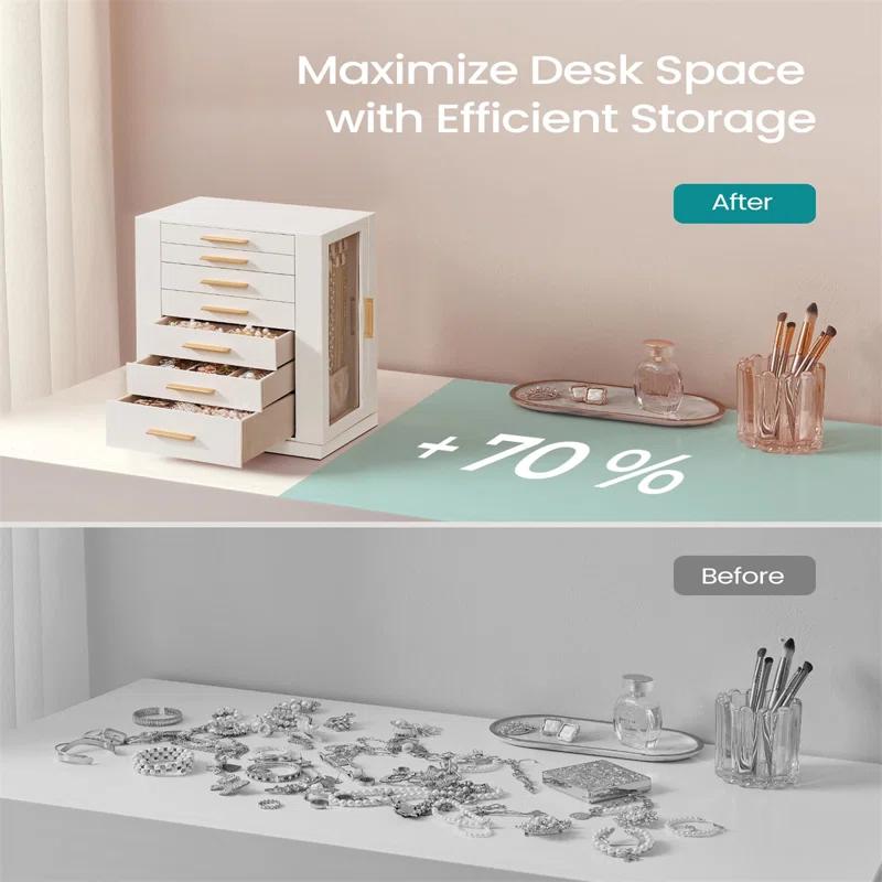 Stack man Jewelry Box 360° Rotating, Jewelry Storage Case With 5 Drawers