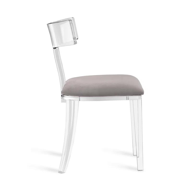Tristan Velvet Upholstered Wingback Side Chair in Clear