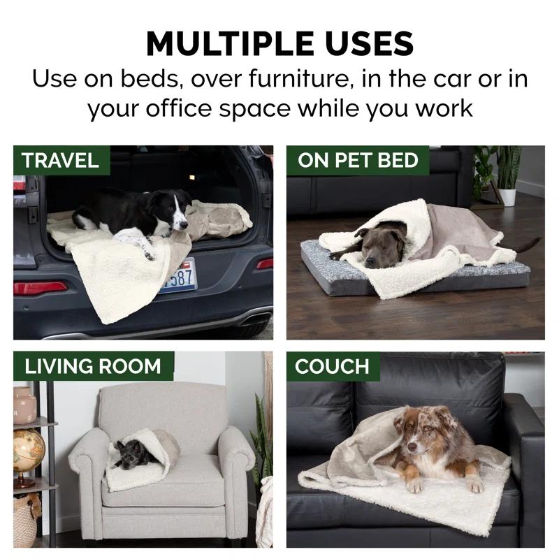 FurHaven Snuggly & Warm Soft-Edge Warming Waterproof Blanket