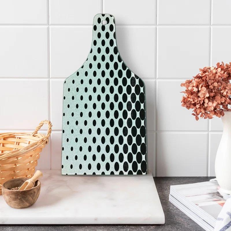 Ambesonne White Tempered Glass Cutting Board Minimalist Polka Dots White