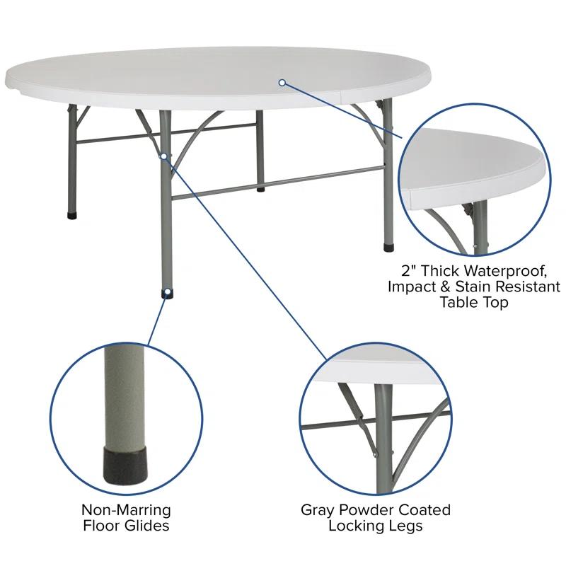 Flash Furniture Noah Stonewall 6' Round Plastic Folding Event Table with Carrying Handle