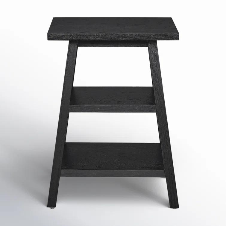 Universal Modern Farmhouse Square End Table in black Charcoal Oak wood
