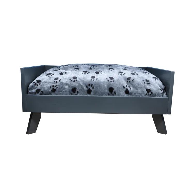 Tucker Murphy Pet™ Hanes Sassy Paws Raised Wooden Dog Sofa with Removable Cushion