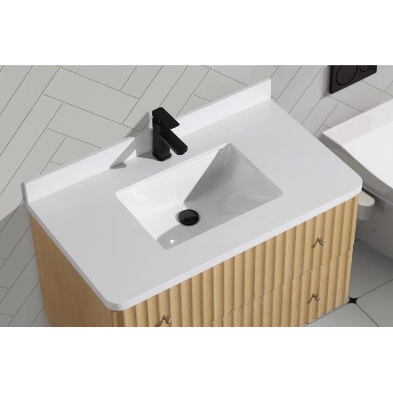 Ari Kitchen & Bath La Jolla 36" Single Floating Bathroom Vanity With Engineered Quartz Top