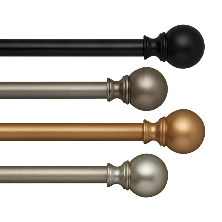 Darion Adjustable Single Curtain Rod with Globe Ball Finial