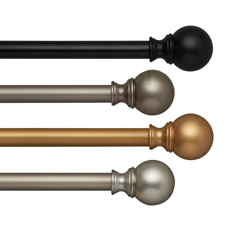 Alcott Hill® Darion Adjustable Single Curtain Rod with Globe Ball Finial