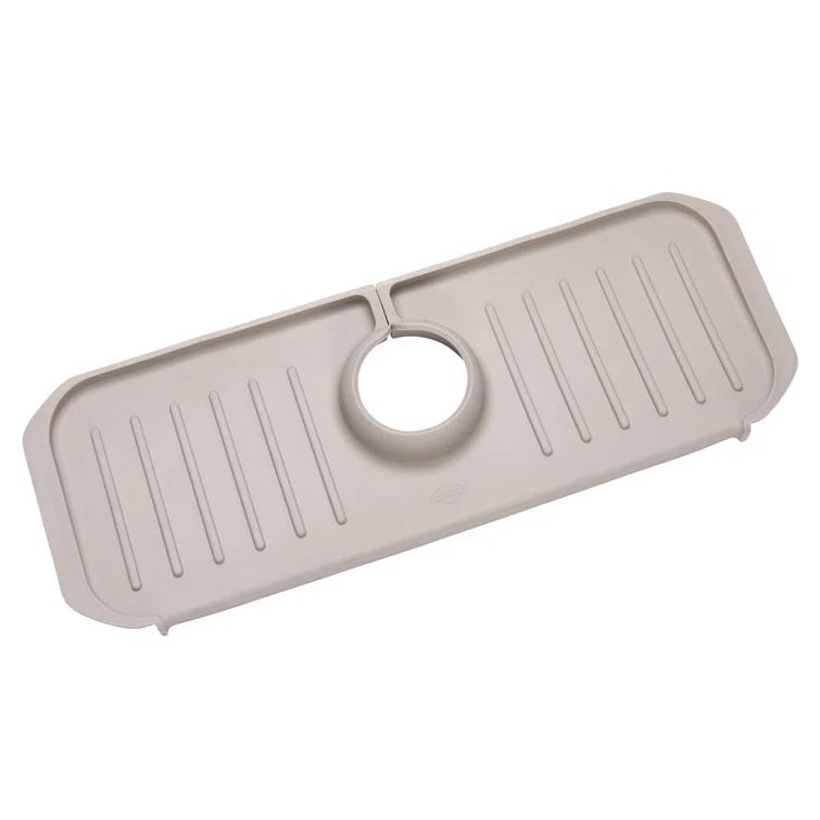 Ginsey Clorox KeptClean Kitchen Faucet Splash Guard – Easy-to-Install, Water-Resistant Protection for Faucets and Sink Area, Self-Draining Channels Direct Water Into Sink – Almond