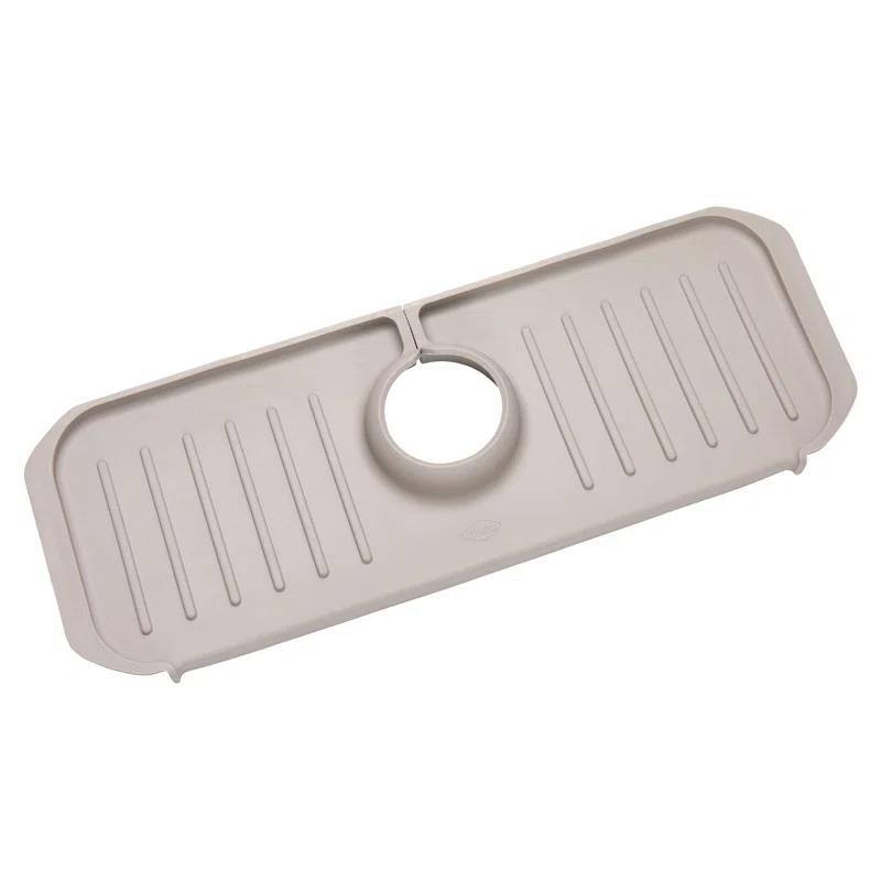 Ginsey Clorox KeptClean Kitchen Faucet Splash Guard – Easy-to-Install, Water-Resistant Protection for Faucets and Sink Area, Self-Draining Channels Direct Water Into Sink – Almond