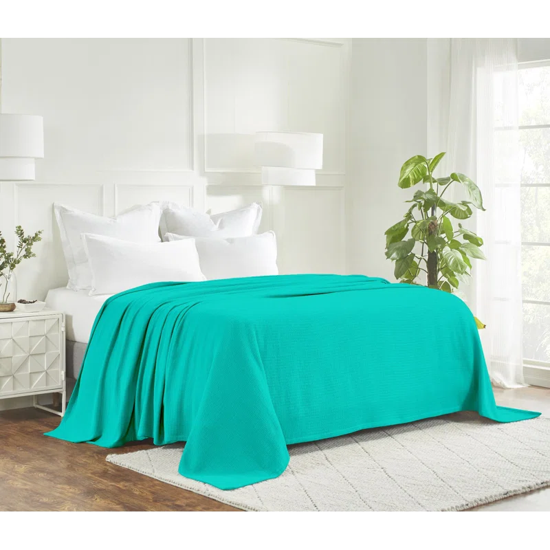 Superior Waffle Weave Honeycomb Knit Soft Textured All-Season Cotton Blanket