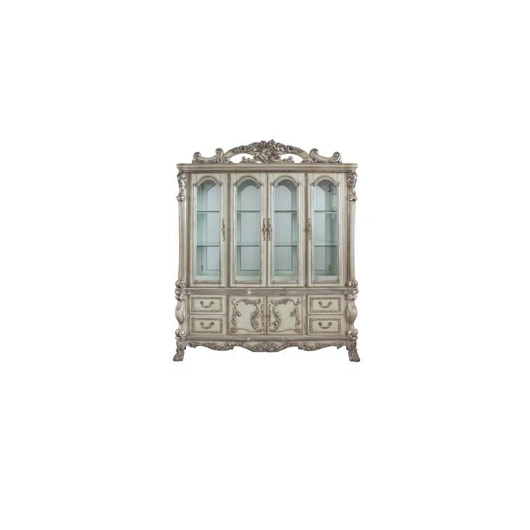 One Allium Way® Hutch Buffet China Cabinet in Vintage Bone White