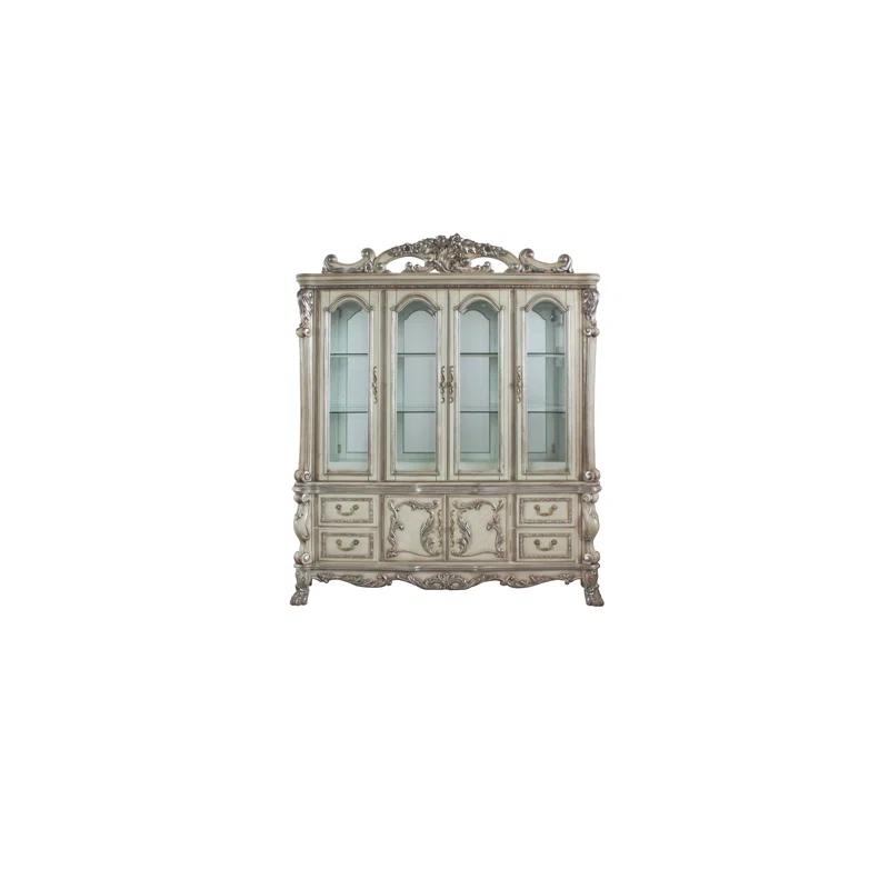 One Allium Way® Hutch Buffet China Cabinet in Vintage Bone White