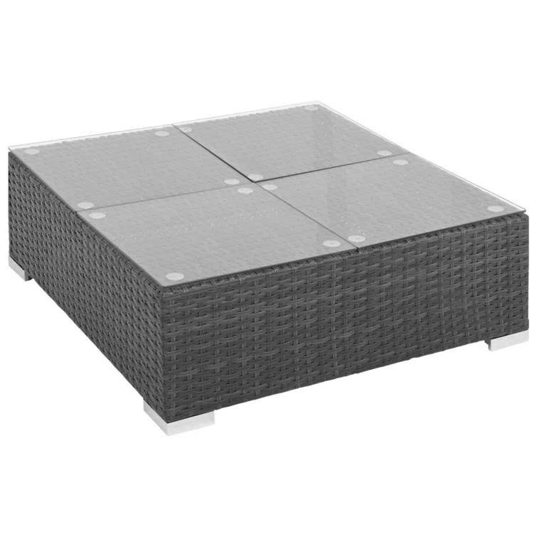 Wade Logan® Patio Furniture Set 7 Piece Outdoor Sofa with Coffee Table Poly Rattan