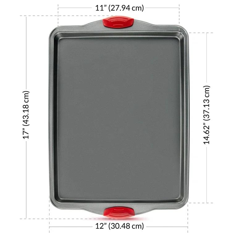 SHIRLEY'S OFFICE FURNITURE, LLC Premium Nonstick Baking Sheet Pans – Set Of 3, Heavy-Gauge Carbon Steel, Warp, Dent, And Rust-Resistant – Gourmet Rimmed Cookie Sheet Trays, Non-Toxic For Exceptional Baking Performance