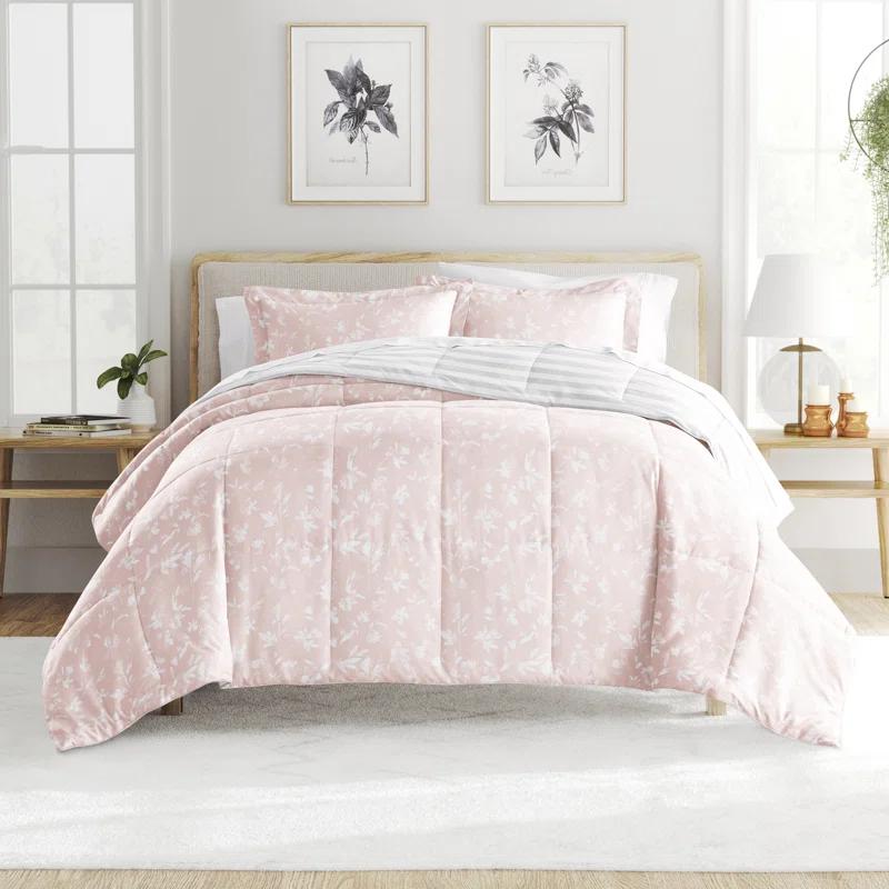 Becky Cameron Down Alternative Pressed Flowers Reversible Comforter Set