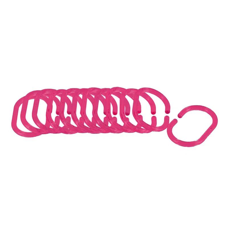 Evideco Solid Plastic Shower Curtain Hooks Rings (Set of 12)