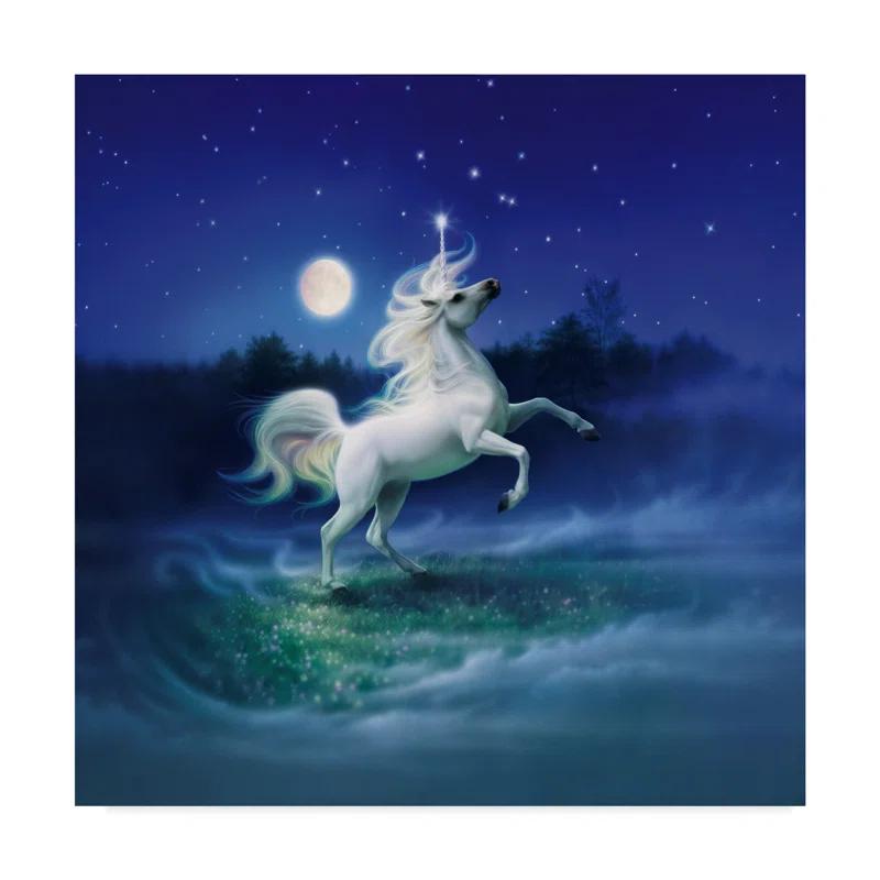 Trademark Fine Art Kirk Reinert " Frolicking Unicorn " by Kirk Reinert