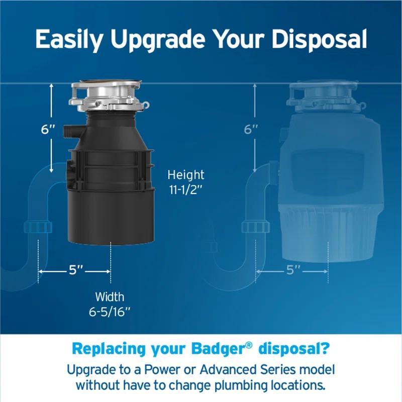 Badger 5XP 3/4 HP Continuous Feed Garbage Disposal