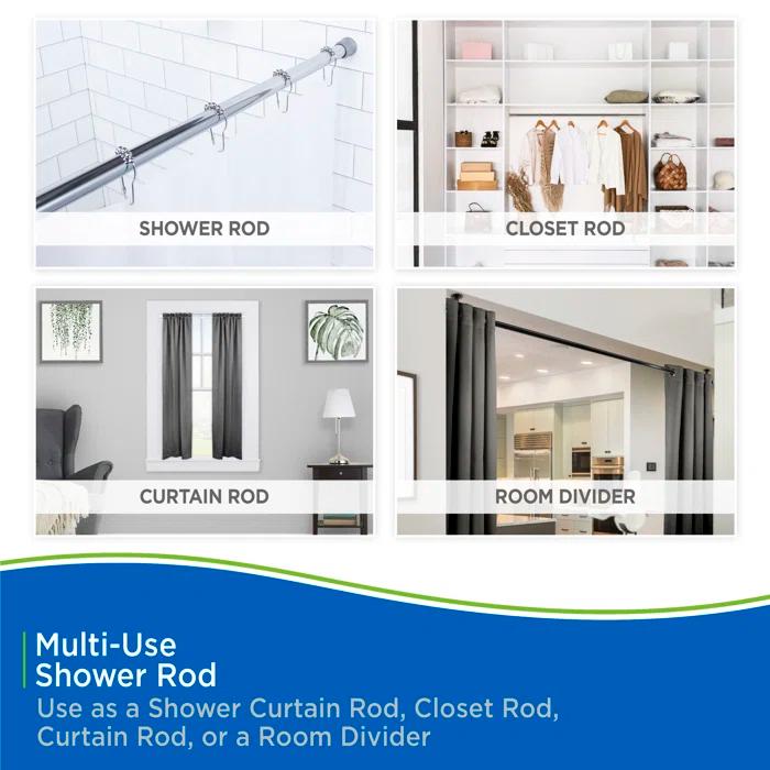 Kenney Twist & Fit No Tools Tension Shower Curtain Rod, 36-63" & Reviews | Wayfair