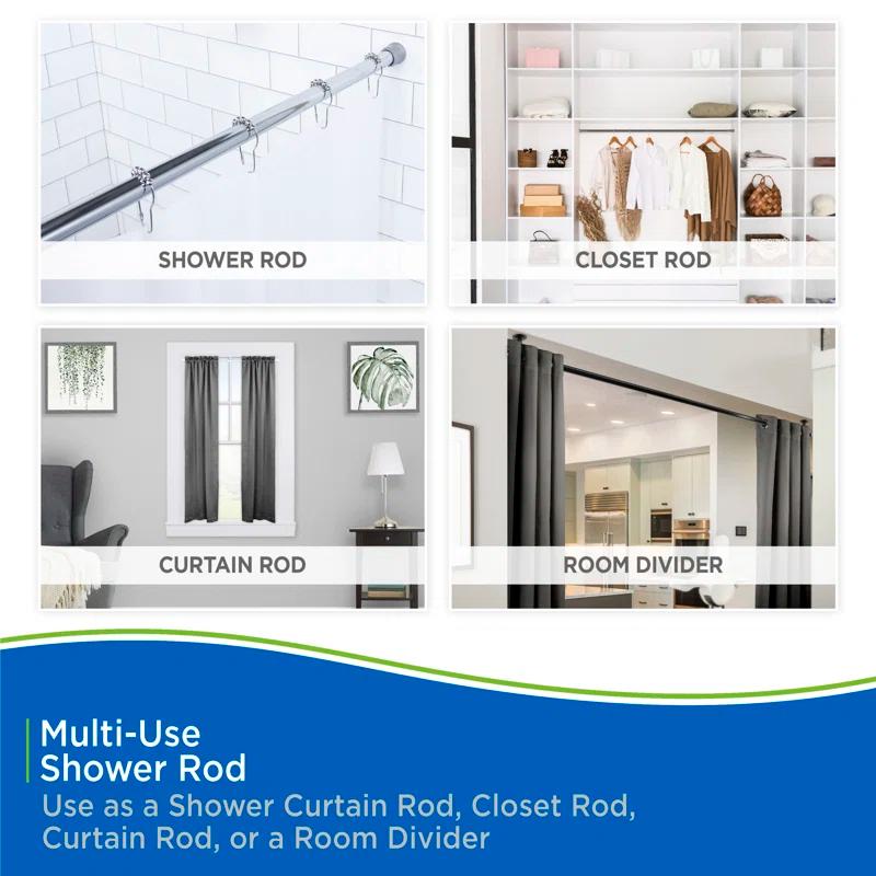 Kenney Twist & Fit Kenney Twist & Fit No Tools Tension Shower Curtain Rod, 42-72"