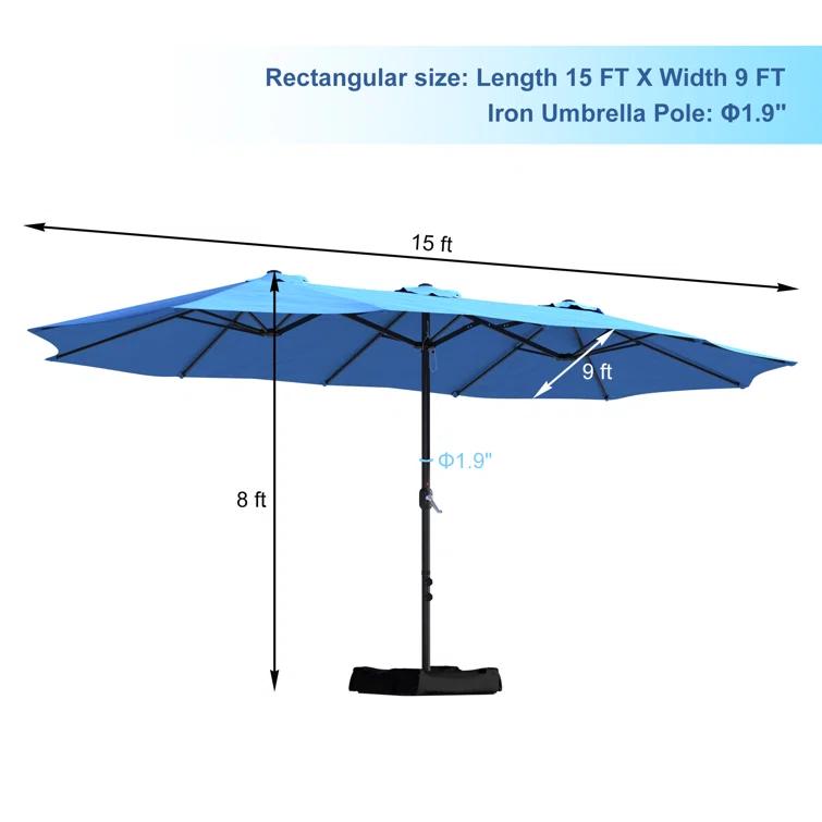 clihome 15 Ft Patio Market Umbrella with Base