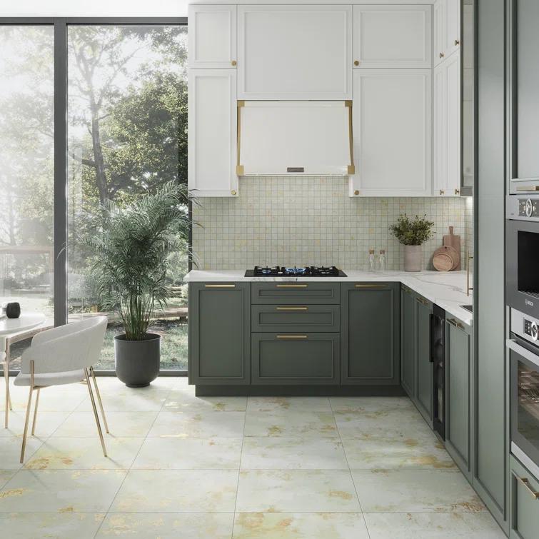 Apollo Tile Aureate 23" x 23" Porcelain Marble Look Wall & Floor Tile (Set of 4)