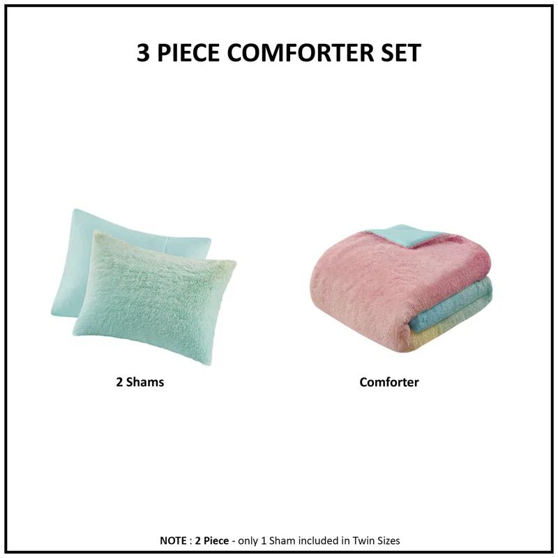Intelligent Design Pastel Ombre Shaggy Faux Fur Comforter Set