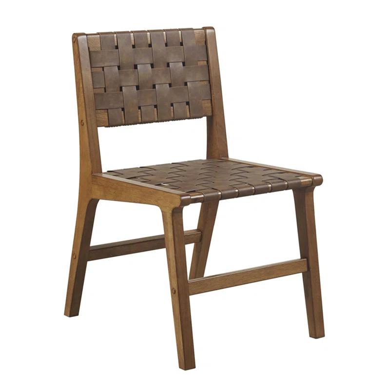 Hokku Designs Faux Leather Woven Dining Chairs Set Of 2