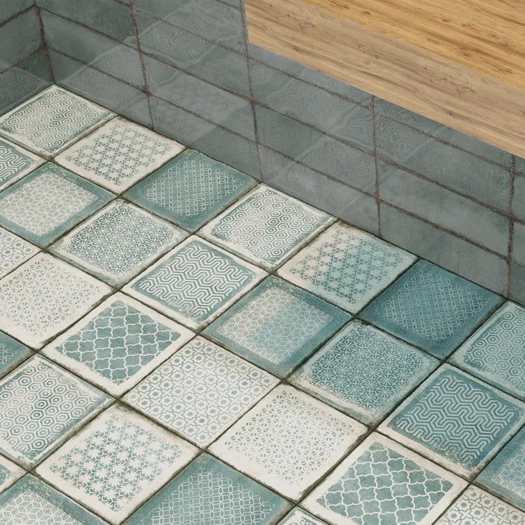 Bond Tile 8" x 8" Encaustic Patterned Look Wall & Floor Tile