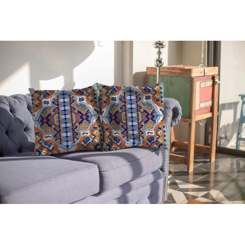AmritaSen Floral Faux Suede Reversible Throw Pillow