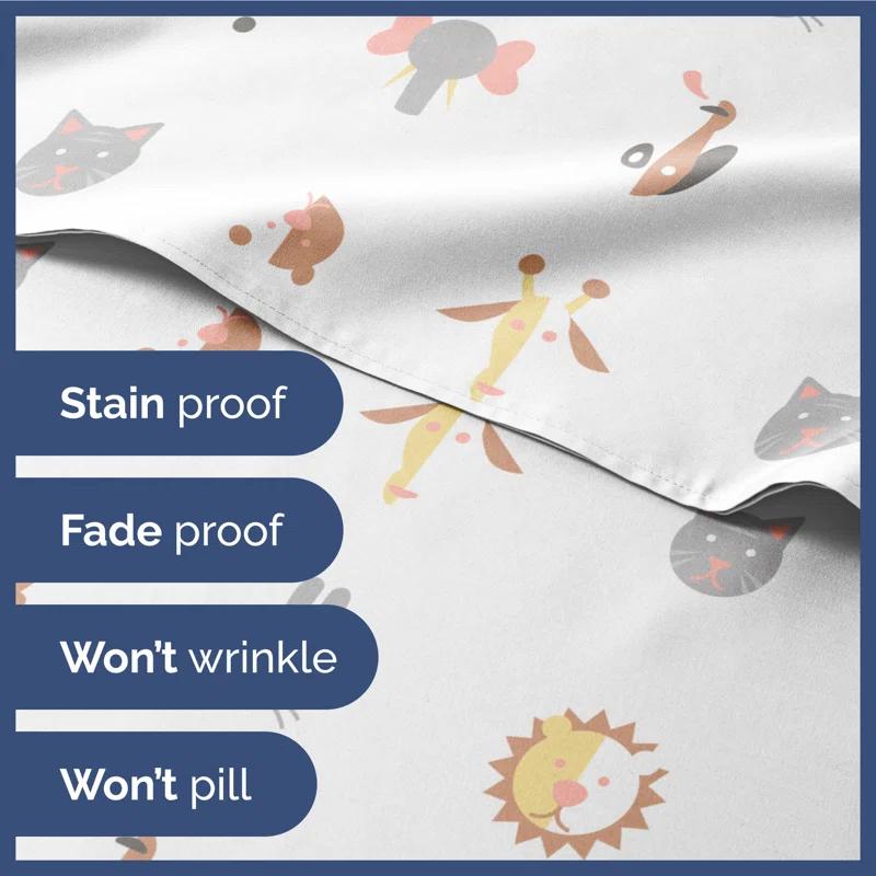 CGK Linens 4 Piece Kids Microfiber Sheet Set - Wrinkle Free - Cute, Cozy, Soft