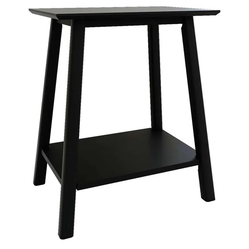 Latitude Run® Plank+Beam Wooden Side Table With Storage, Mid Century Modern End Tables For Living Room, Small Solid Wood Nightstand, Bedside Tables, Bedroom Furniture, Pecan