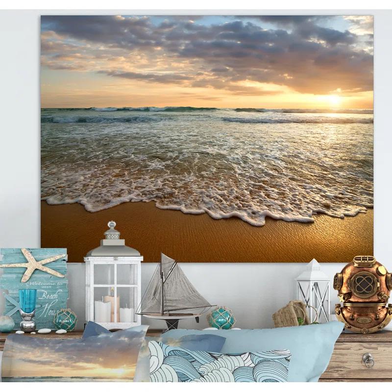 " Bright Cloudy Sunset In Calm Ocean "