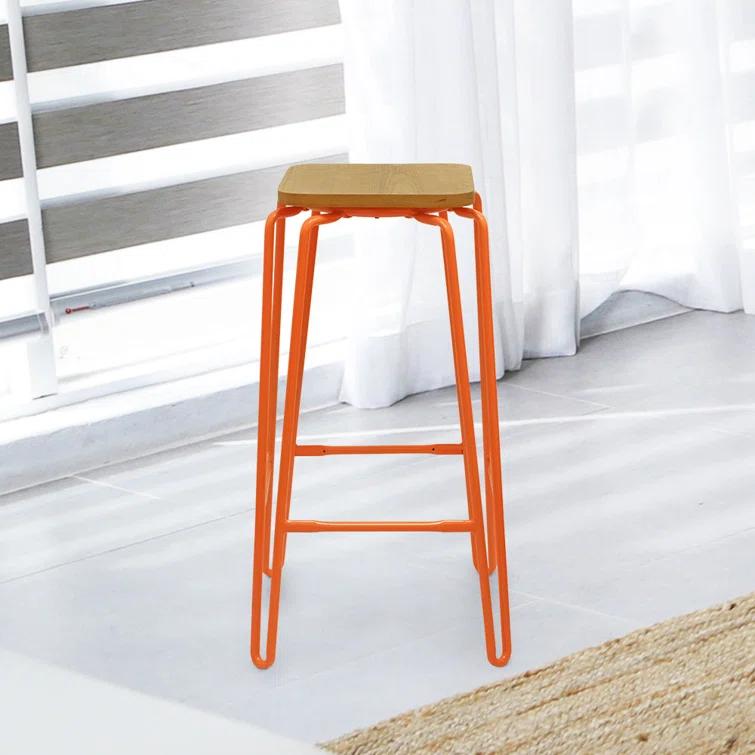 Amerivend Works Counter Stool with Metal Frame (Set of 4)