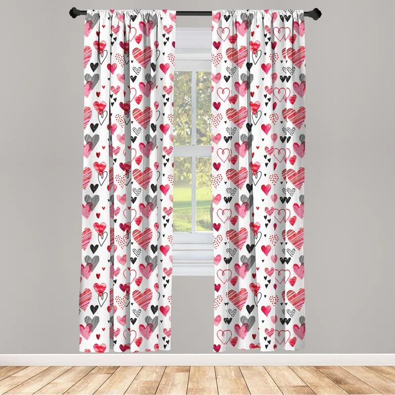 Ambesonne Valentine Semi-Sheer Rod Pocket Sliding Panel (Set of 2)