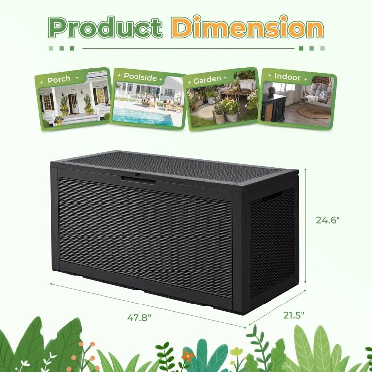 GUNJI GUNJI 100 Gallon Water Resistant Resin Lockable Deck Box