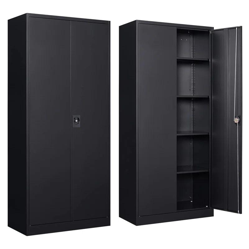 Inbox Zero Metal Storage Cabinet With Lock Door, Adjustable Shelf Steel Cabinets For Office, Home