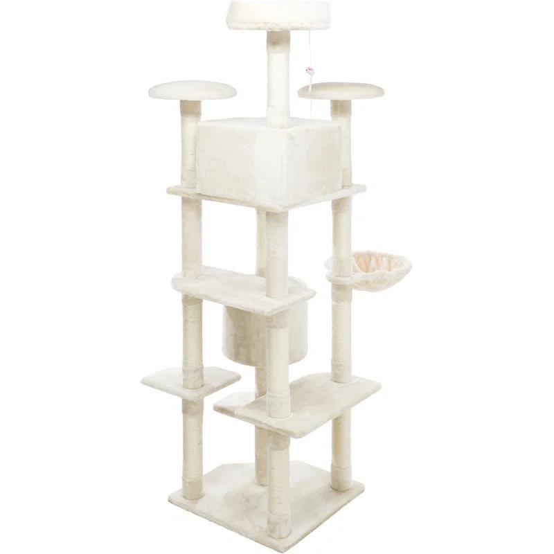 TRIXIE TRIXIE Roma 72" Cat Tower, 7-Level Sisal & Plush Cat Tree, Cat Scratcher 2-Condos Multiple Platforms Dangling Cat Toy